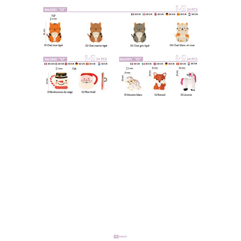 Stephanoise M60891 - BOUTONS ANIMAUX