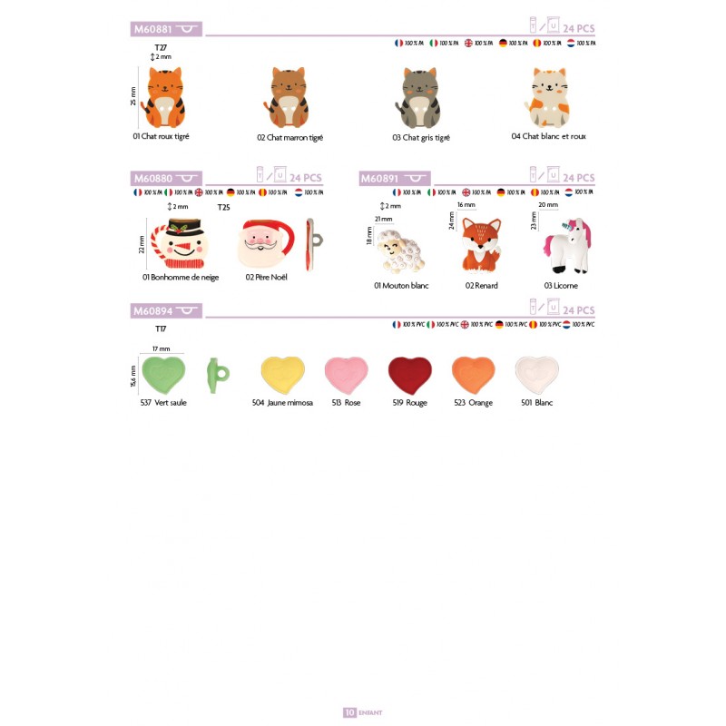 Stephanoise M60894 - Bouton COEUR CULOT