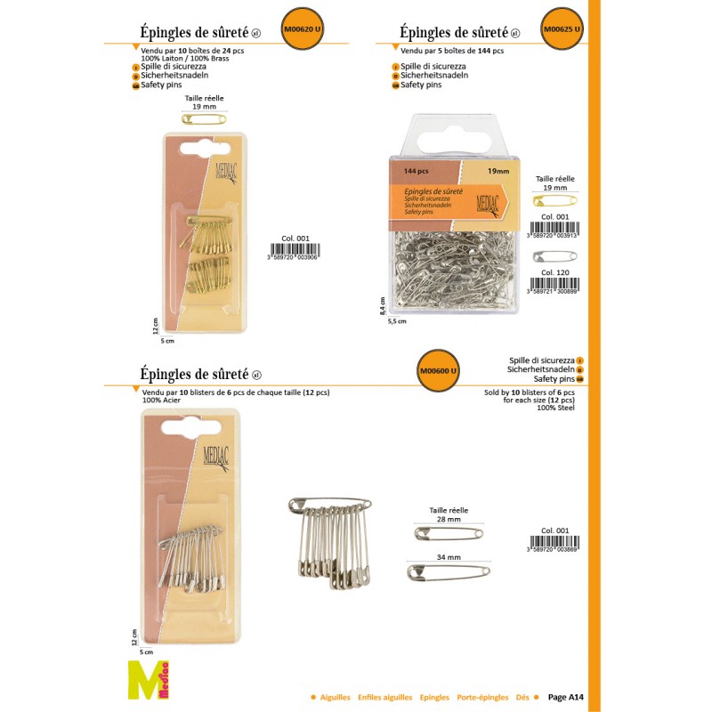 Stephanoise M620 - EPINGLE SURETE LAITON 19MM