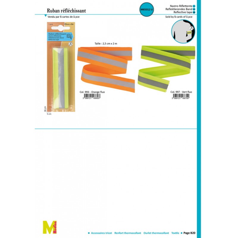 Stephanoise M65012 - RUBAN RÉFLÉCHISSANT 25MM*2M