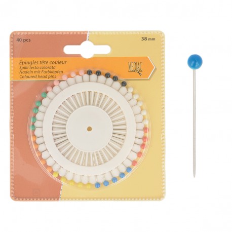 stephanoise M654 - EPINGLE TETE COULEUR 38MM *40P