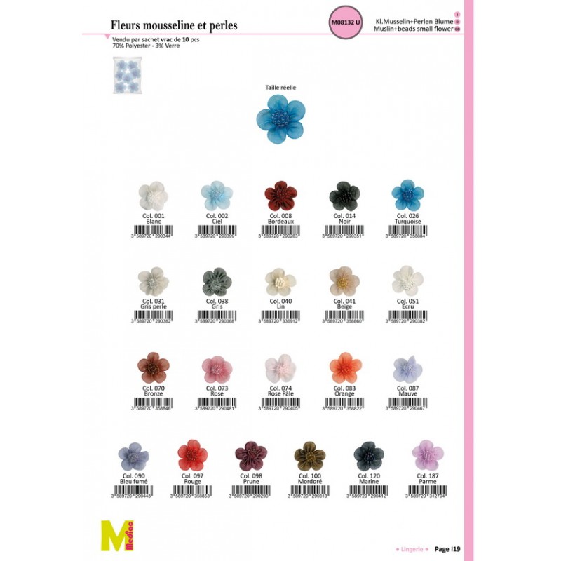 Stephanoise M8132 - FLEUR MOUSSELINE+PERLES