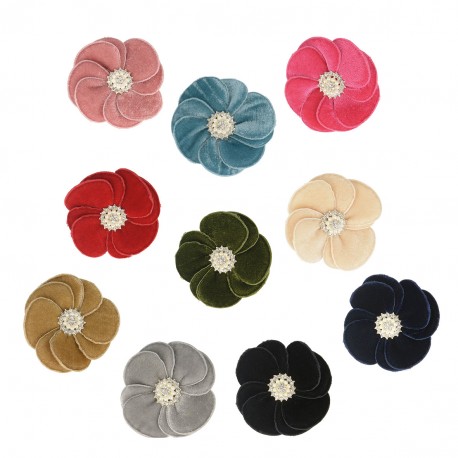 stephanoise M8845 - FLEUR VELOURS+STRASS S/BROCHE