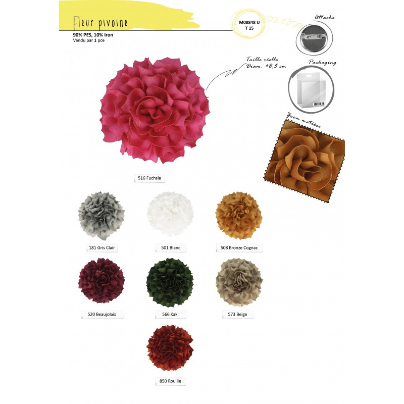 Stephanoise M8848 - FLEUR PIVOINE S/BROCHE