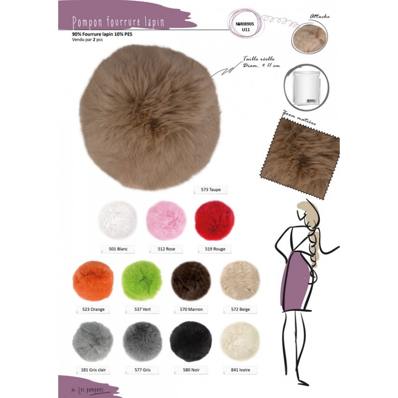 Stephanoise M8905 - POMPON FOURRURE LAPIN 7CM