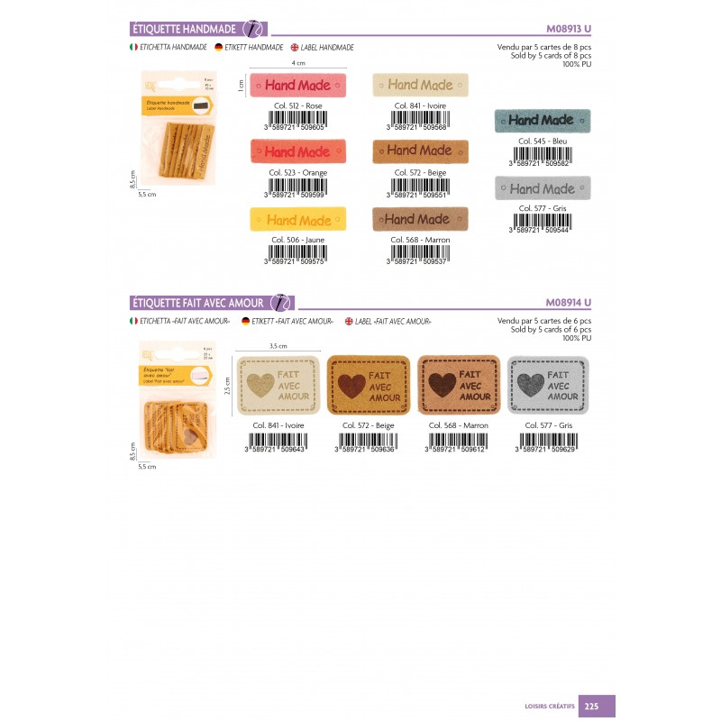 Stephanoise M8913 - ETIQUETTE HANDMADE 40x10mm *8