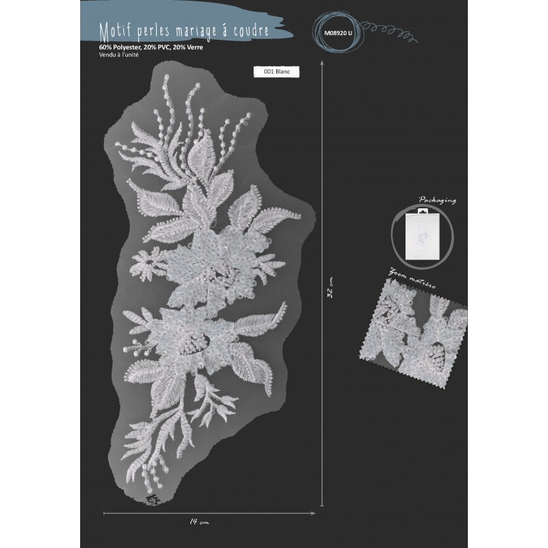 Stephanoise M8920 - MOTIF PERLES MARIAGE À COUDRE