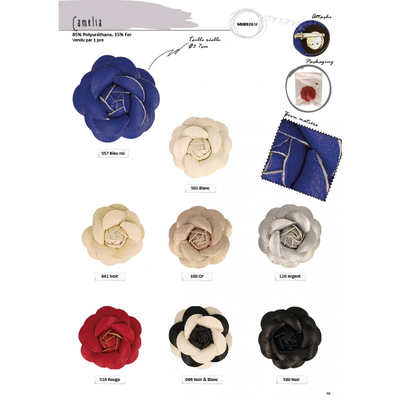 Stephanoise M8926 - FLEUR CAMELIA BROCHE 7 CM