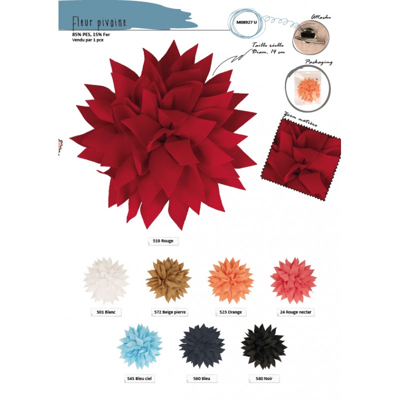 Stephanoise M8927 - FLEUR PIVOINE BROCHE 14CM