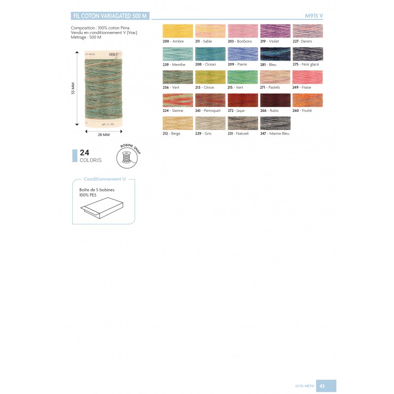 Stephanoise M915 - FIL COTON VARIAGATED 500M