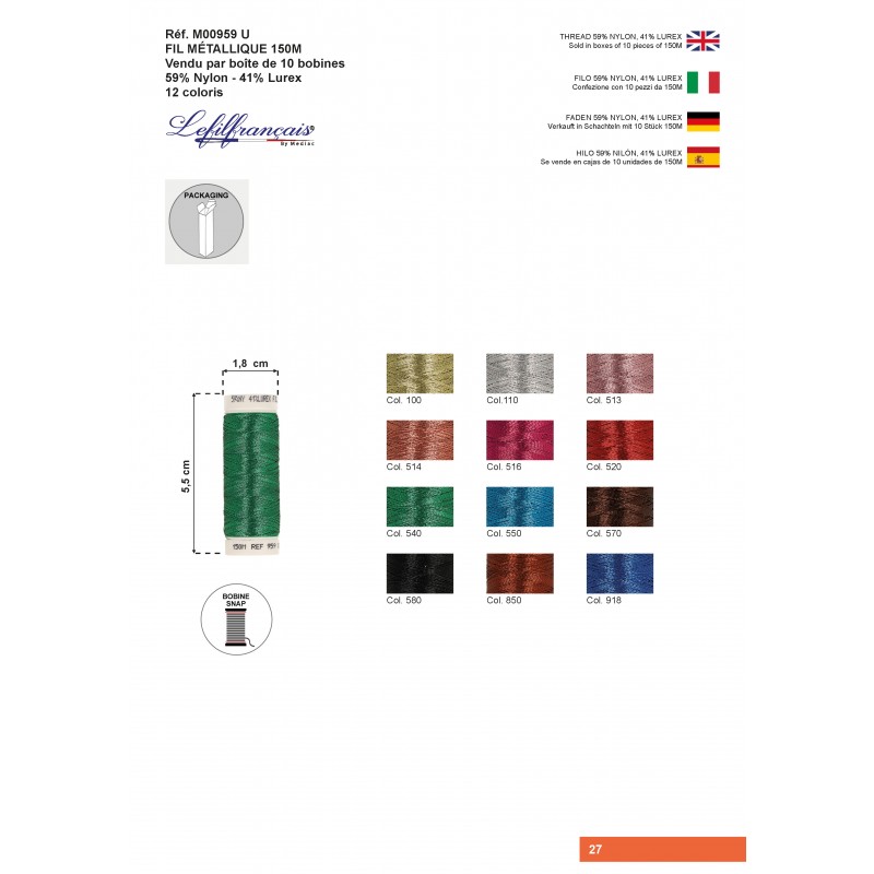 Stephanoise M959 - FIL METALLIQUE 150M