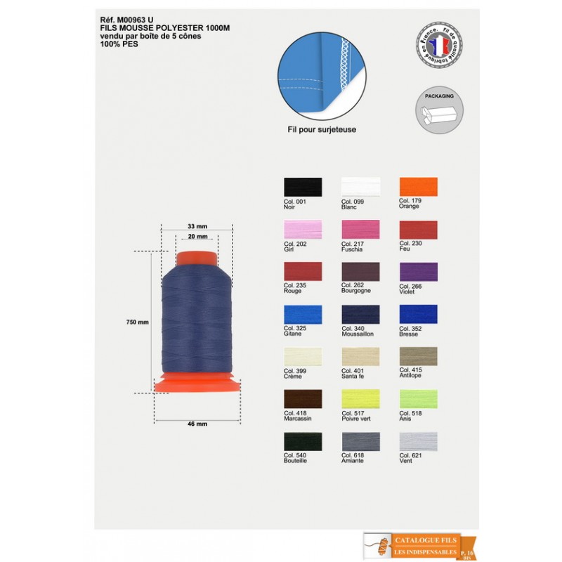 Stephanoise M963 - FIL MOUSSE POLYESTER 1000M