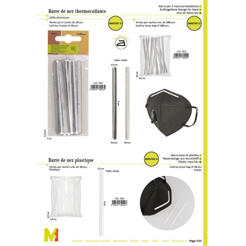 Stephanoise M9706 - BARRE DE NEZ PLASTIQUE*50