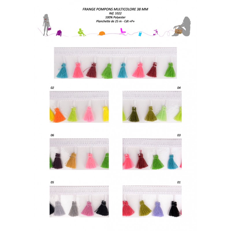 Stephanoise S1022 - FRANGE POMPONS MULTICOLORE