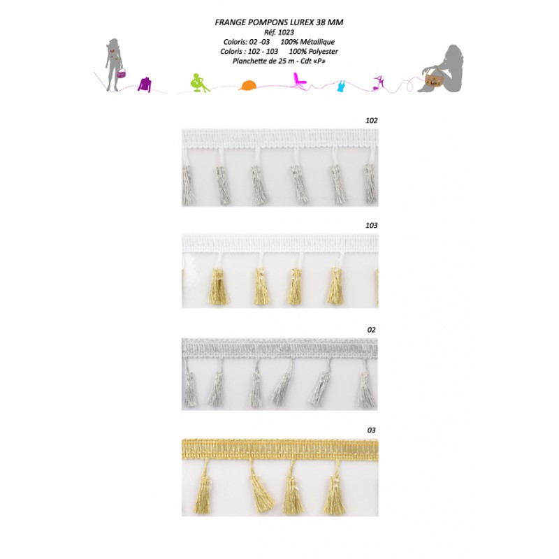 Stephanoise S1023 - FRANGE POMPONS METALLIQUE