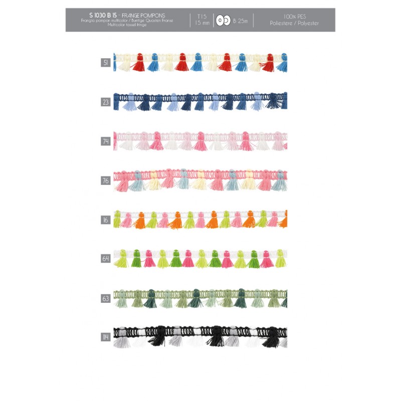 Stephanoise S1030 - FRANGE POMPONS MULTICOLORE