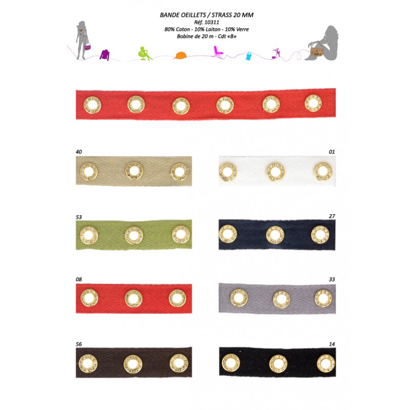 Stephanoise S10311 - BANDE OEILLETS STRASS20MM