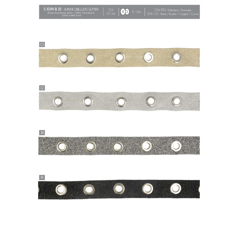 Stephanoise S10314 - BANDE OEILLETS GLITTER