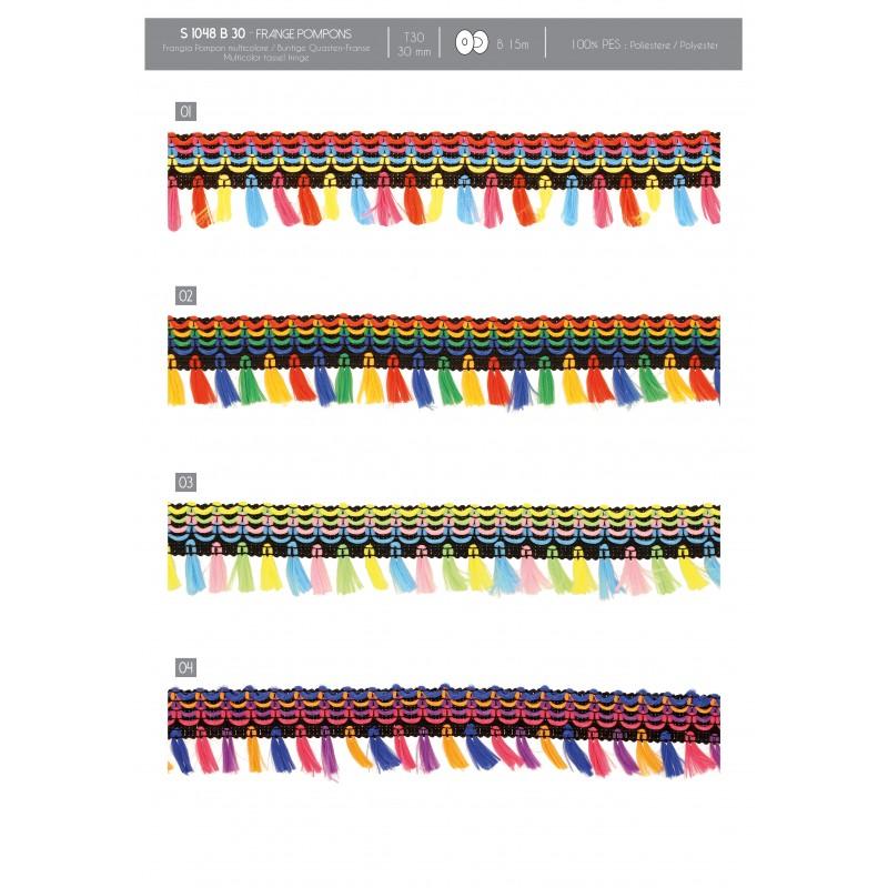 Stephanoise S1048 - FRANGE POMPONS MULTICOLORE