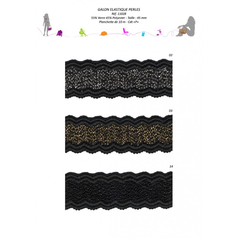 Stephanoise S11028 - GALON ELASTIQUE PERLES
