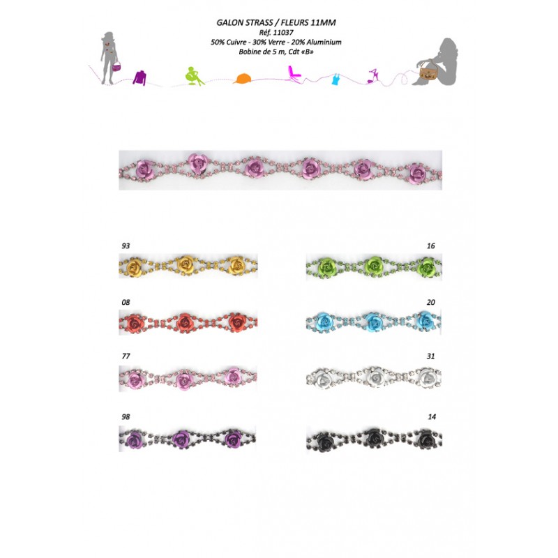 Stephanoise S11037 - GALON STRASS/FLEURS