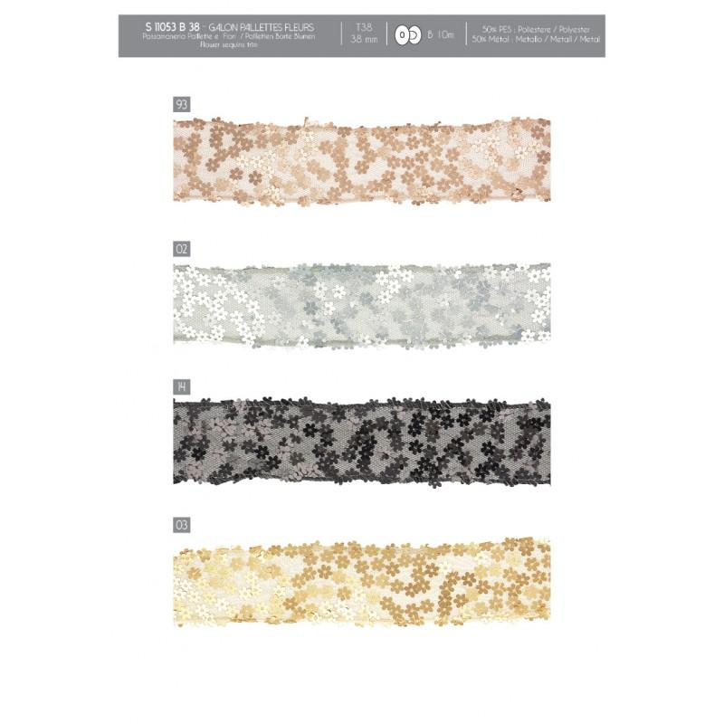 Stephanoise S11053 - GALON PAILLETTES FLEURS