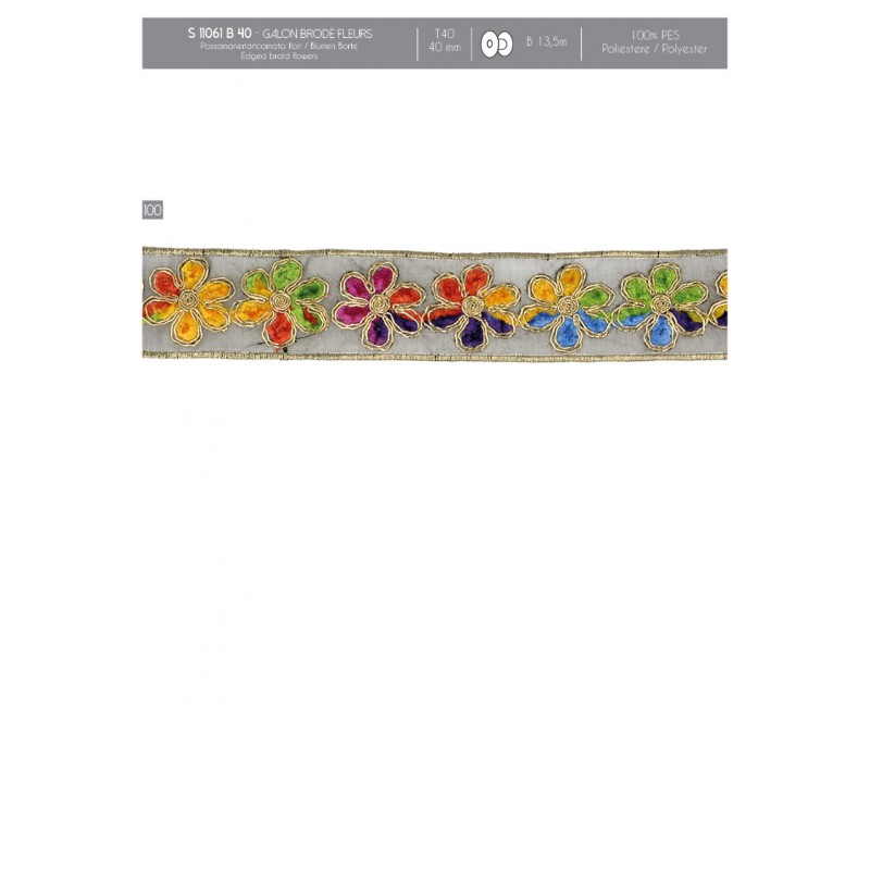 Stephanoise S11061 - GALON BRODÉ FLEURS