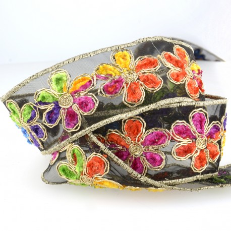 stephanoise S11061 - GALON BRODÉ FLEURS