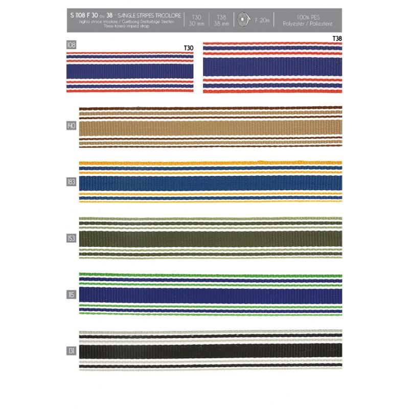 Stephanoise S1108 - SANGLE STRIPES TRICOLORE