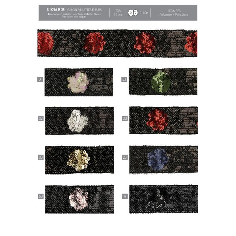Stephanoise S11096 - GALON PAILLETTES FLEURS
