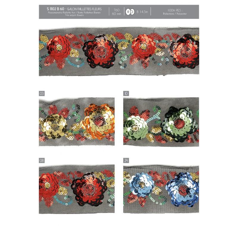 Stephanoise S11102 - GALON PAILLETTES FLEURS