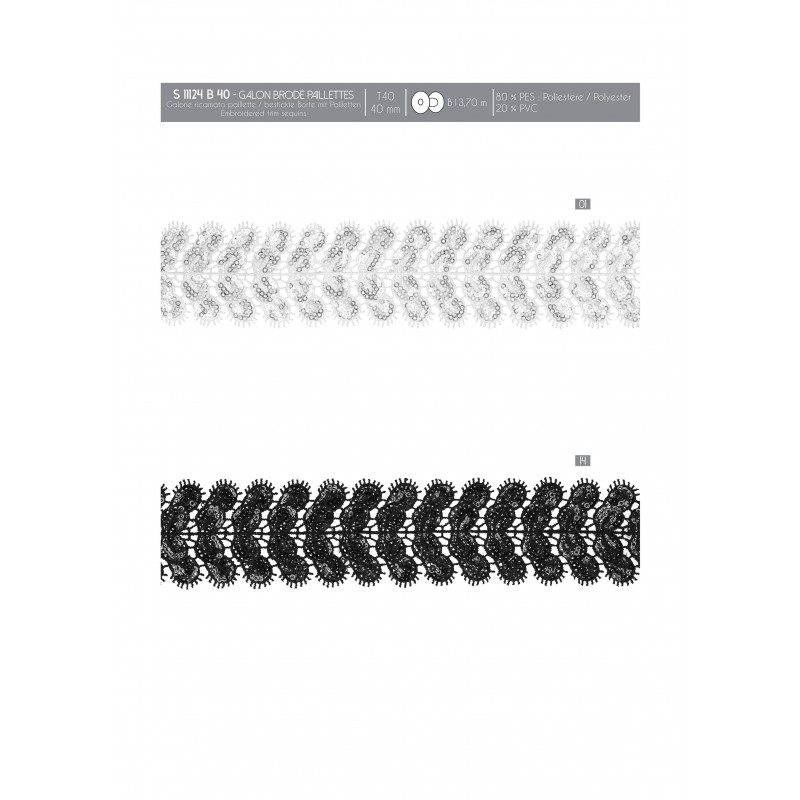 Stephanoise S11124 - GALON BRODÉ PAILLETTES