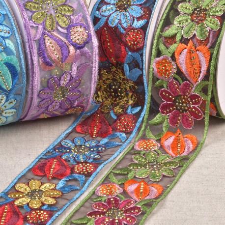 stephanoise S11131 - GALON BRODÉ FLEURS