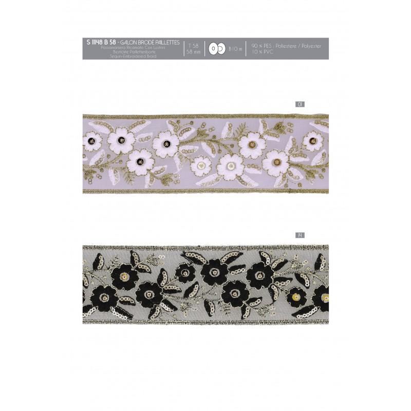 Stephanoise S11148 - GALON BRODÉ PAILLETTES