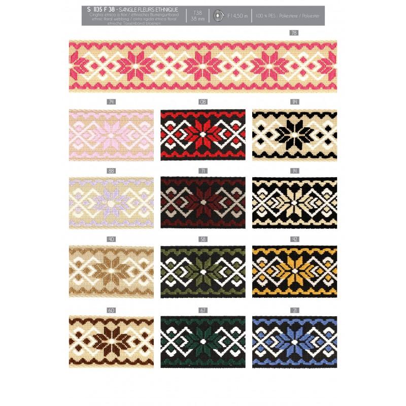 Stephanoise S1135 - SANGLE FLEURS ETHNIQUE