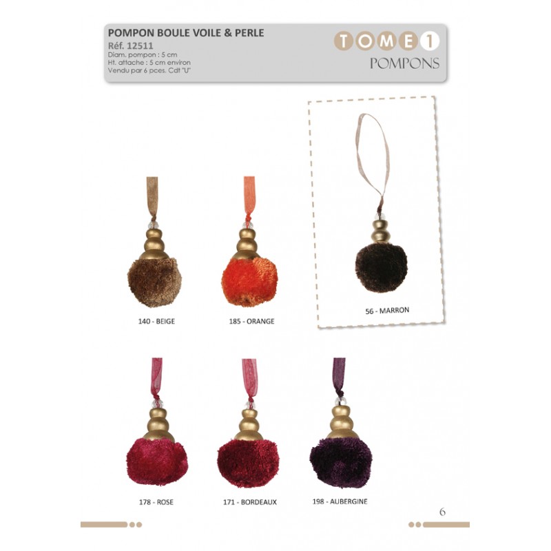Stephanoise S12511 - POMPON ROND VOILE & PERLE