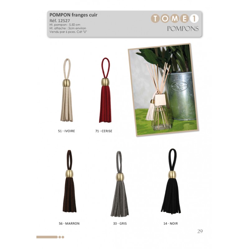 Stephanoise S12527 - POMPON FRANGES CUIR 55MM