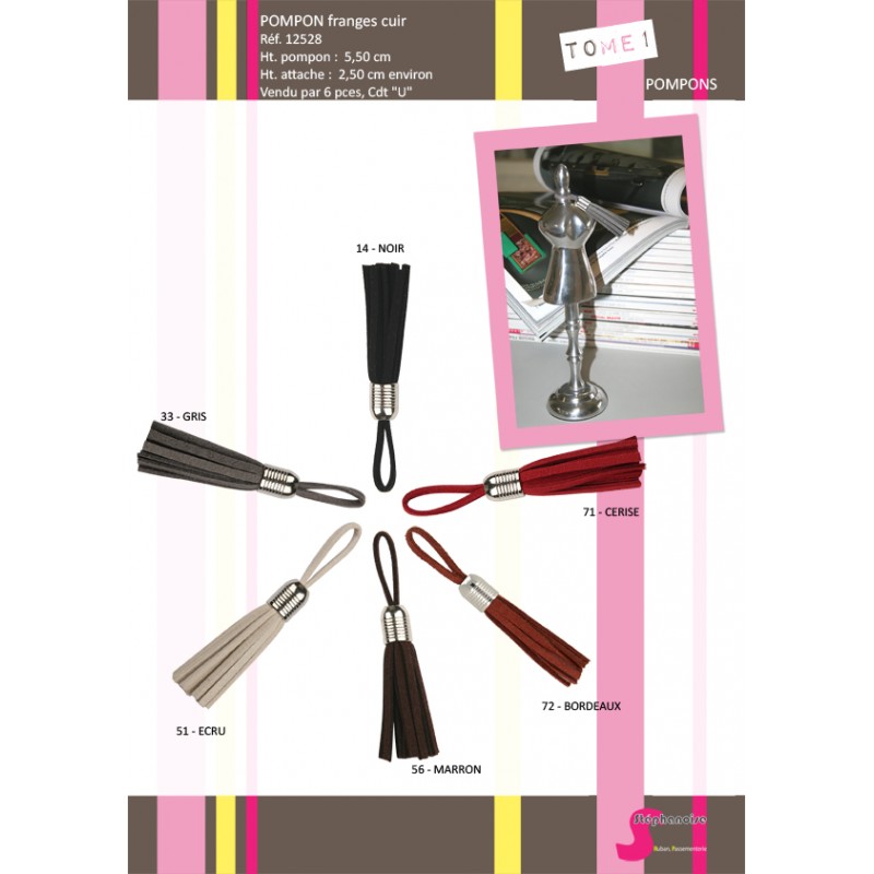 Stephanoise S12528 - POMPON FRANGES CUIR 55MM