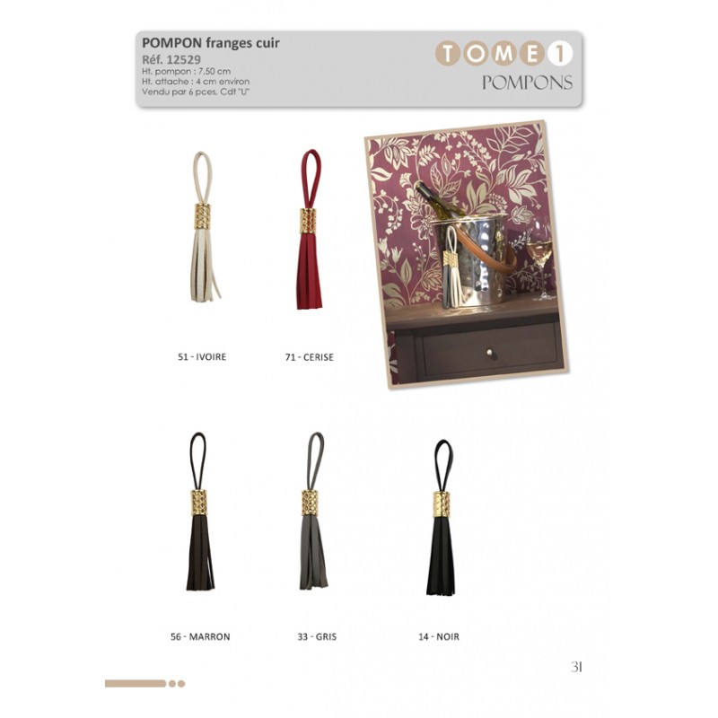 Stephanoise S12529 - POMPON FRANGES CUIR 70MM