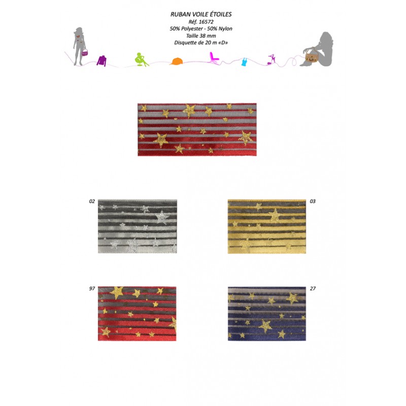 Stephanoise S16572 - RUBAN VOILE"ÉTOILES"