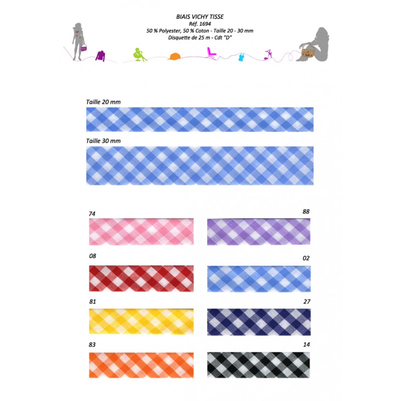 Stephanoise S1694 - BIAIS REPLIÉ VICHY