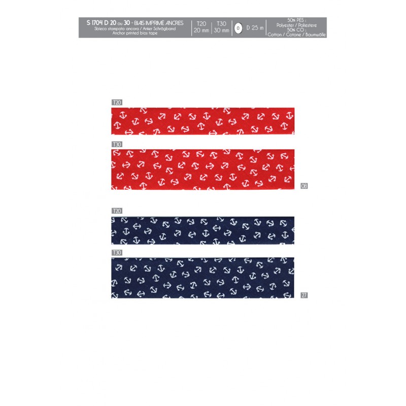 Stephanoise S1704 - BIAIS IMPRIMÉ ANCRES