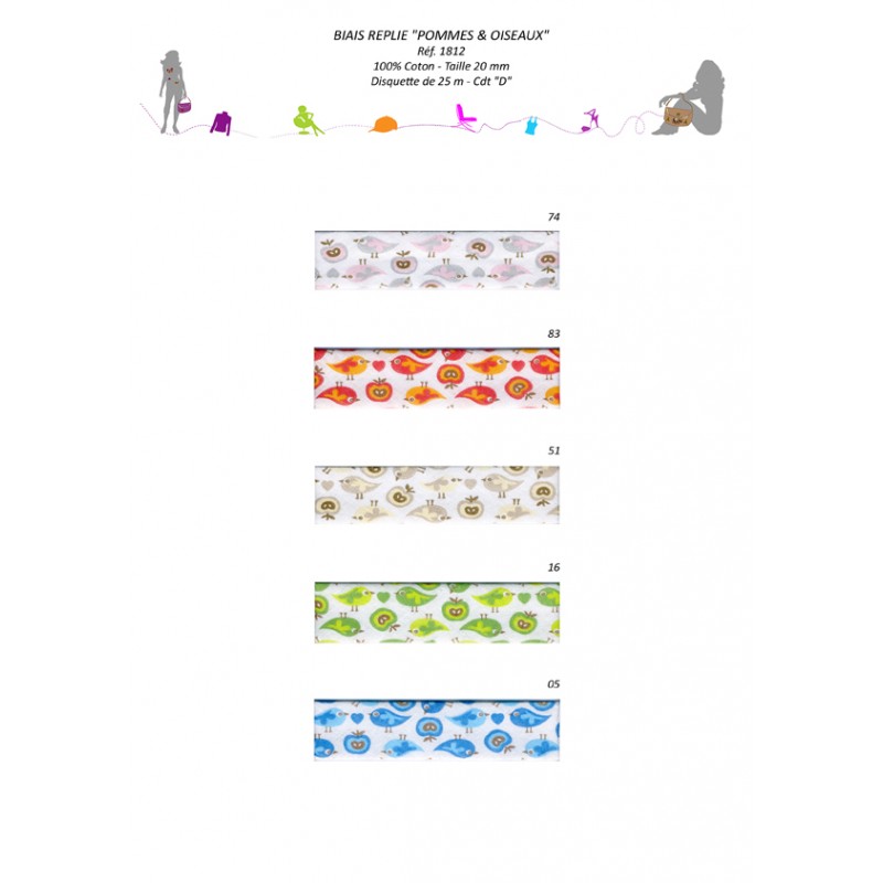 Stephanoise S1812 - BIAIS REPLIE "POMMES & OISEAUX"