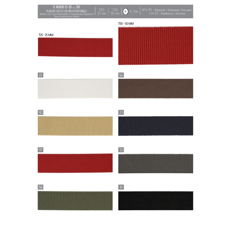 Stephanoise S18200 - RUBAN GROS GRAIN EXTENSIBLE