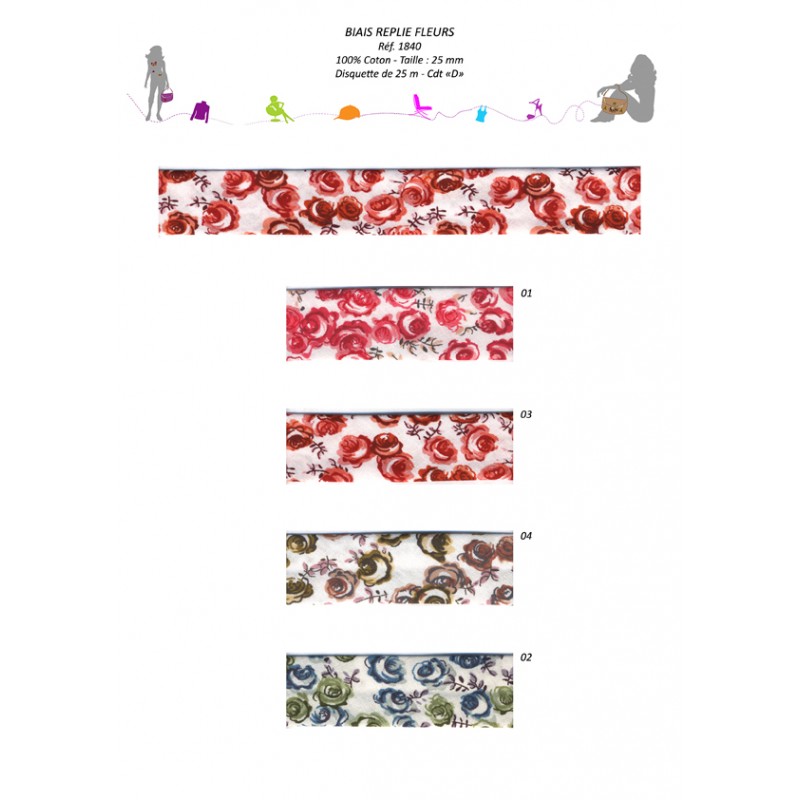 Stephanoise S1840 - BIAIS REPLIE ROSES 25/12+12