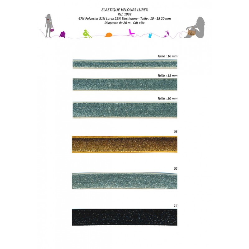 Stephanoise S1938 - ELASTIQUE VELOURS METALLIQUE