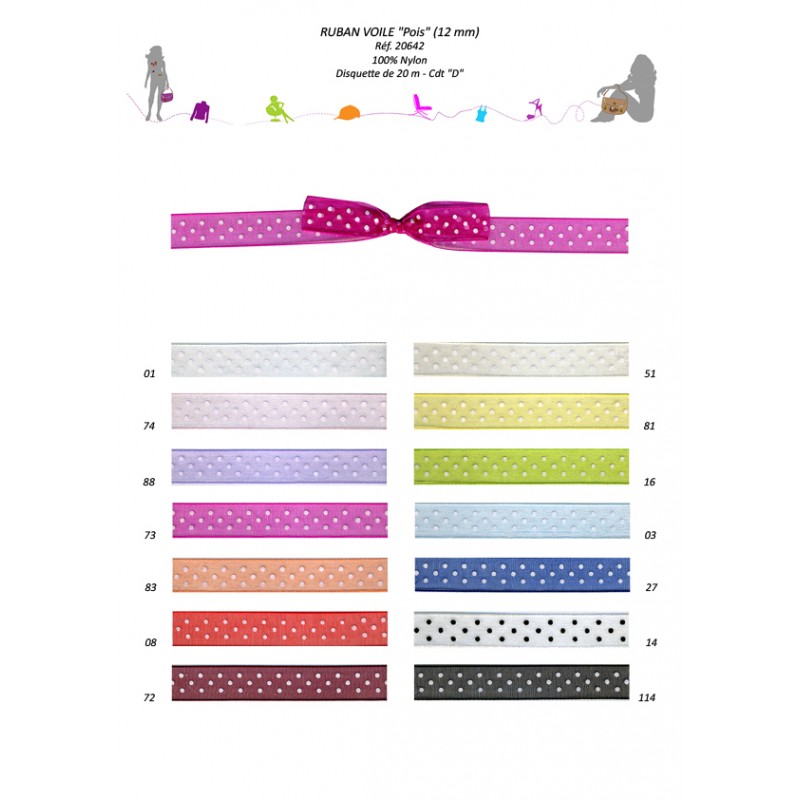 Stephanoise S20642 - RUBAN VOILE "POIS" 12MM