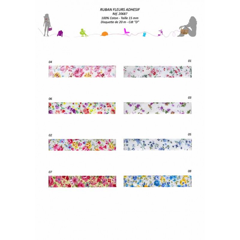 Stephanoise S20687 - RUBAN FLEURS ADHESIF 15MM