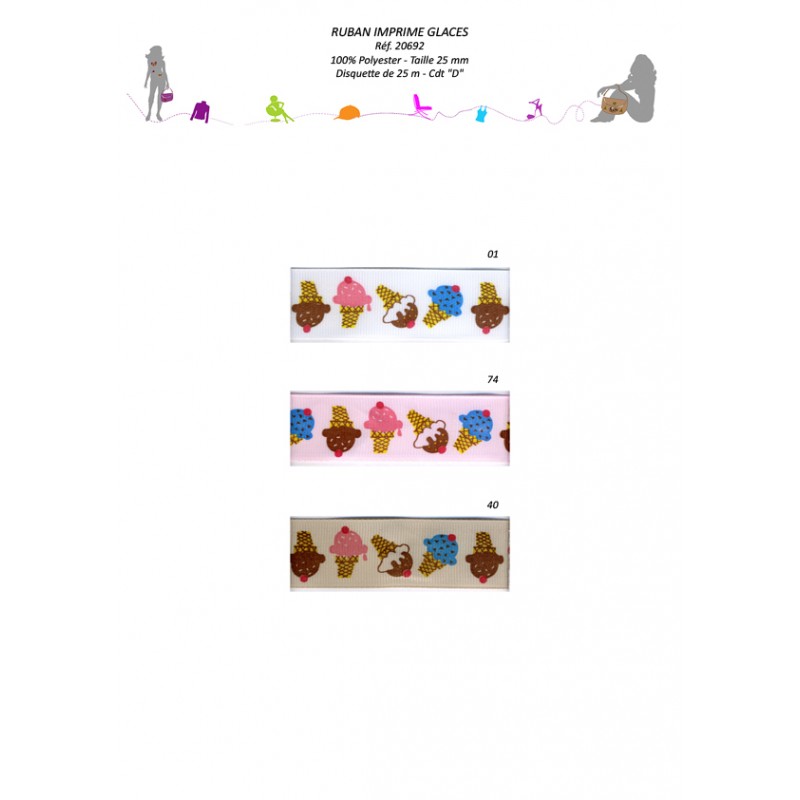 Stephanoise S20692 - RUBAN IMPRIME GLACES 25MM