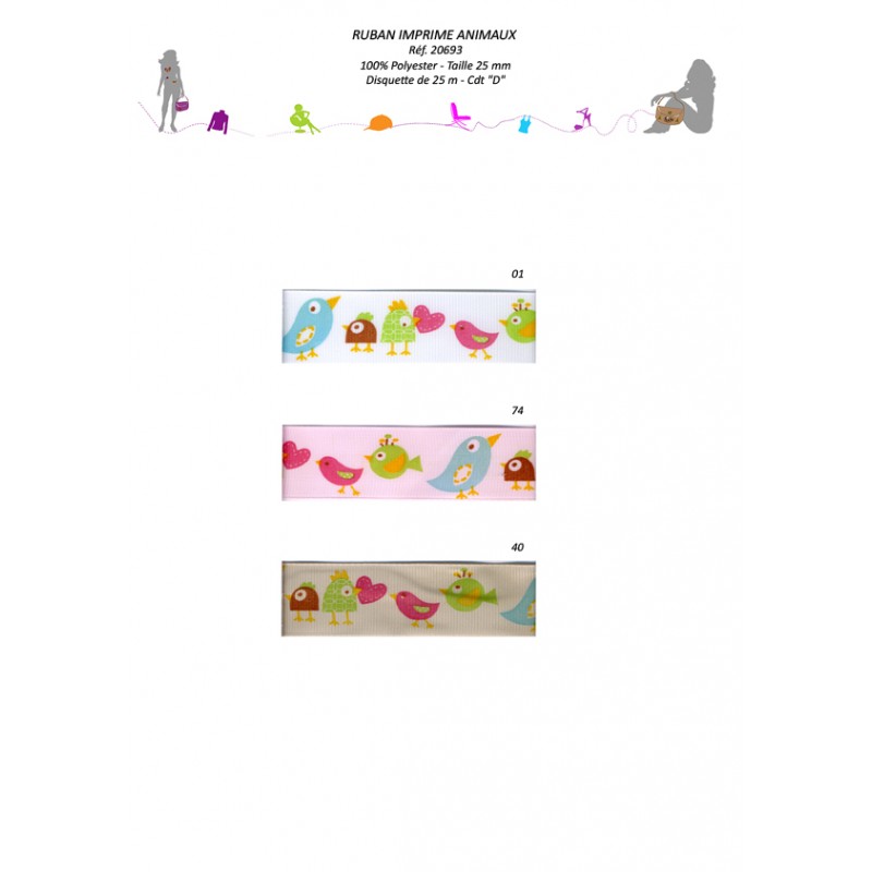 Stephanoise S20693 - RUBAN IMPRIME ANIMAUX 25MM